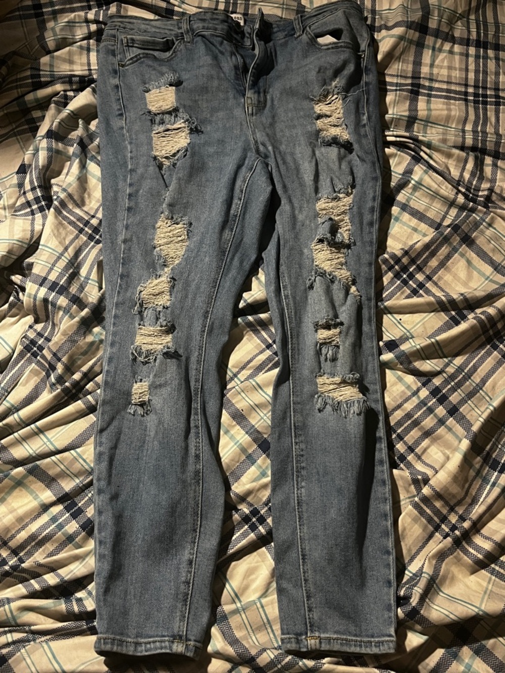 Wax Jean Women's Ripped Skinny Jeans - Light Blue